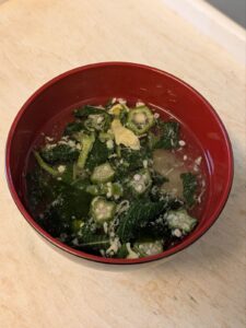 オクラ入りねばねば野菜のスープ完成