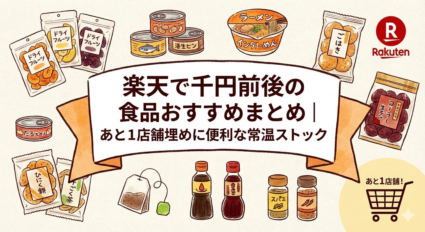 楽天で千円前後の食品おすすめまとめ｜あと1店舗埋めに便利な常温ストックのアイキャッチ